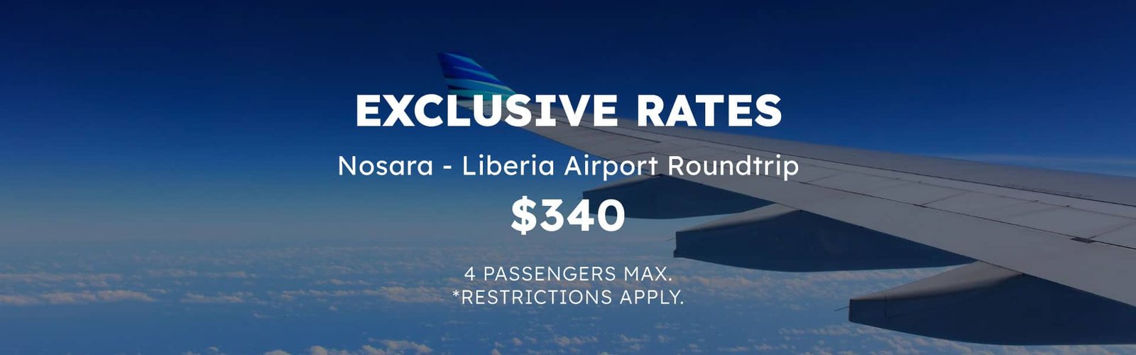 black-car-Liberia-Nosara-airport-transfer-round-trip-promotion-flyer